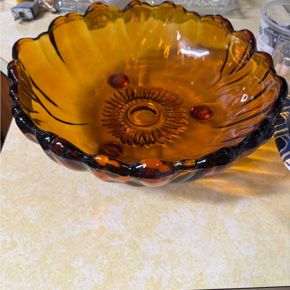 Vintage Indiana Glass Decorative Bowl - Scalloped Edge Accent